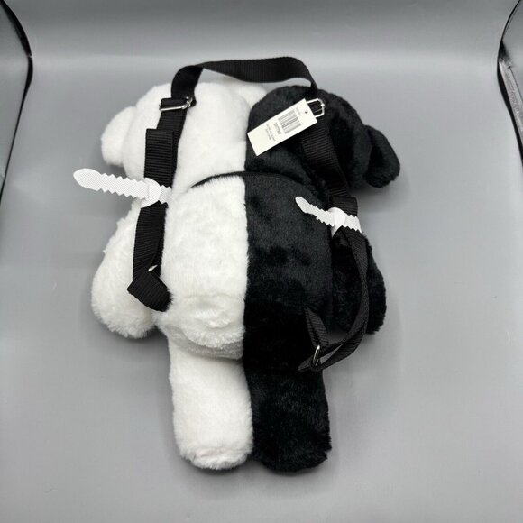 Hot Topic Black & White Double-Headed Bear Plush Mini Backpack NEW - Picture 2 of 3